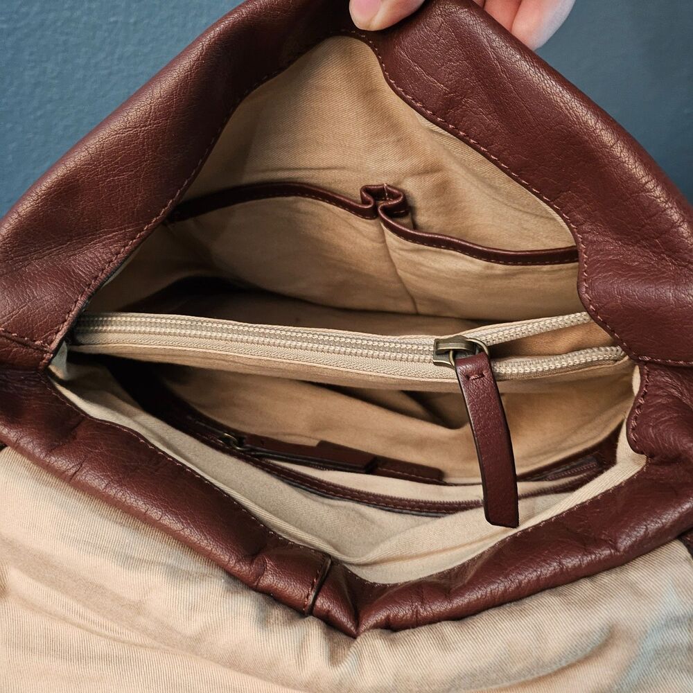 Lucky Brand Leather Backpack COGNAC Gold Studded adjustable straps 12x10 LK-Vamp - Picture 6 of 8